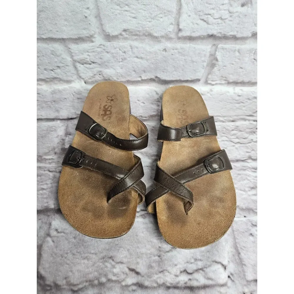 Sas Women's Sandals Size 6.5 Wide Brown Strappy